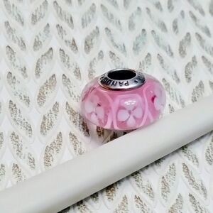 Pandora Pink and White Floral Charm